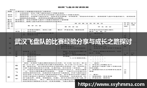 武汉飞盘队的比赛经验分享与成长之路探讨